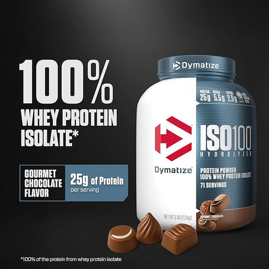 Dymatize Nutrition ISO100 Hydrolyzed Whey Protein Isolate | Fast-Digesting | Muscle Recovery Formula with Amino Acids | Low Sugar &amp; Fat | 5 lbs